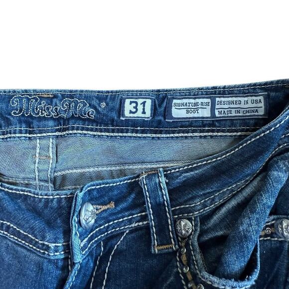 Vtg Y2K 90s Miss Me Jeans Women's Embellished Signature Rise Bootcut Whiskers 31 - Picture 7 of 13